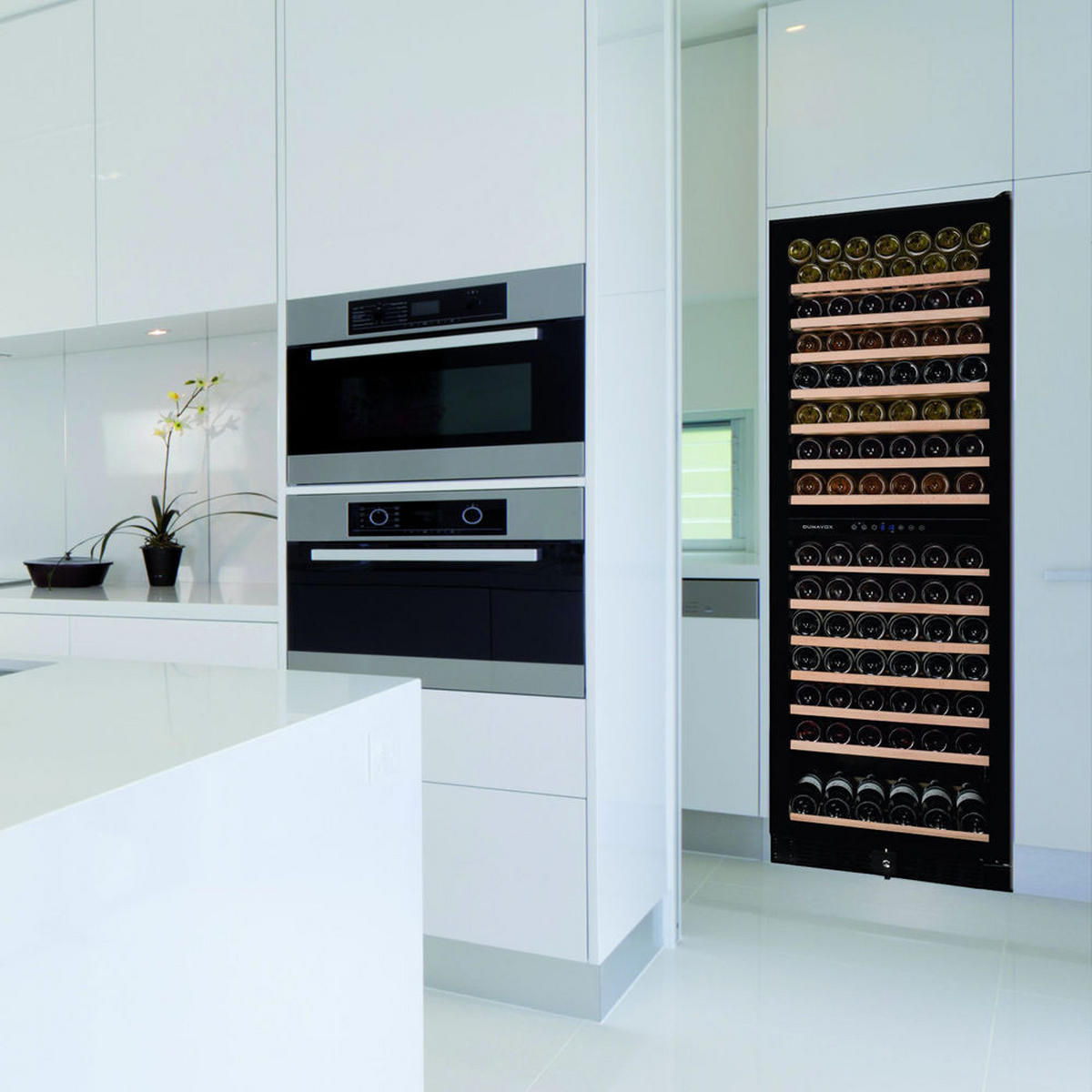 WEINKÜHLSCHRANK DX-166.428DBK  - Schwarz, Basics, Glas/Holz (59,5/177/68cm)