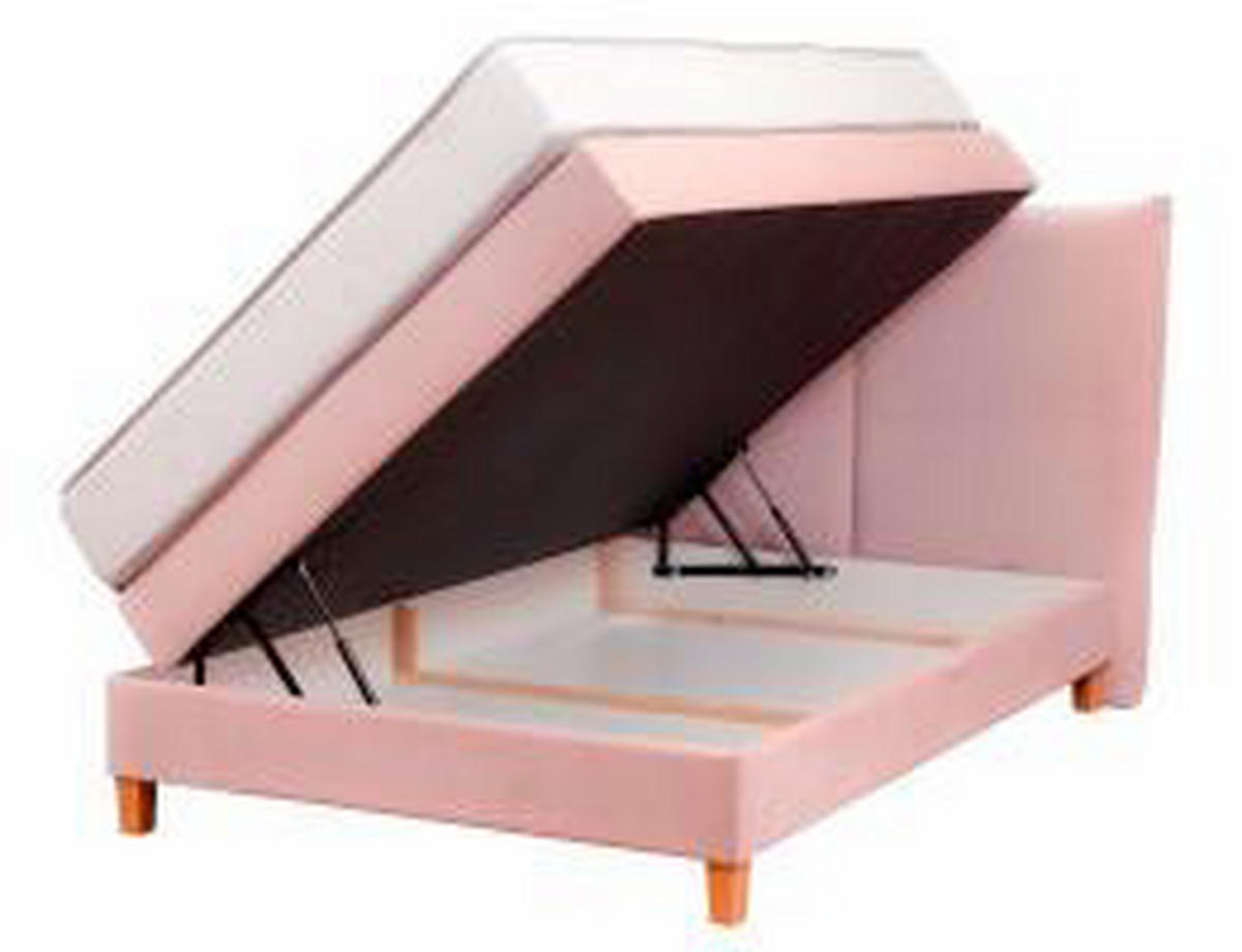 BOXSPRING KREVET 140/200 cm     ružičasta  - boja bukve/ružičasta, Moderno, drvo/tekstil (140/200cm) - Hom`in
