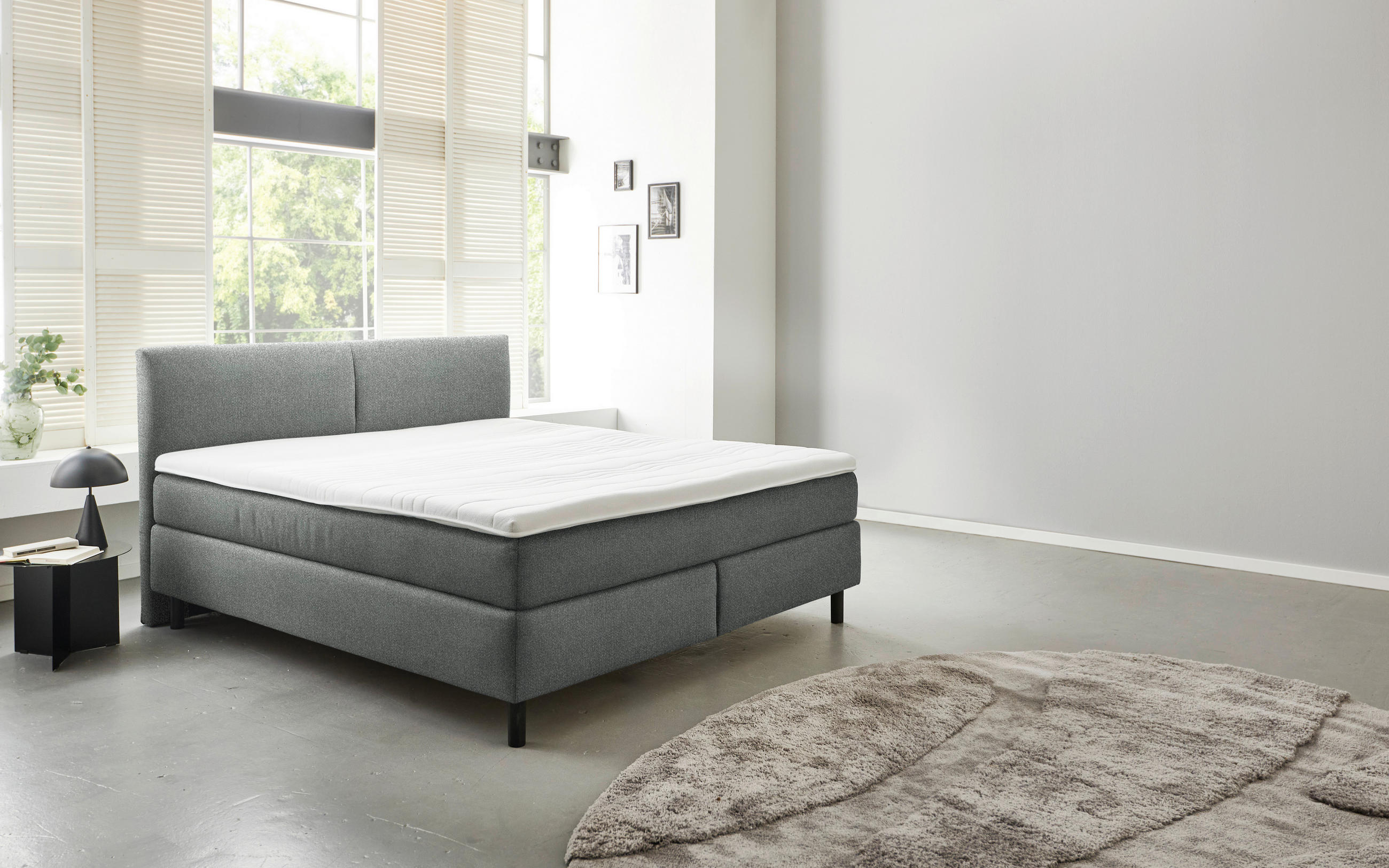 BOXSPRINGBETT 200/200 cm  in Grau  - Schwarz/Grau, MODERN, Kunststoff/Textil (200/200cm) - Beldomo - Sleep