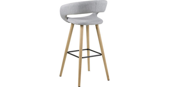 BARHOCKER Flachgewebe Hellgrau - Eichefarben/Hellgrau, Design, Holz/Textil (55/89/46cm) - Carryhome