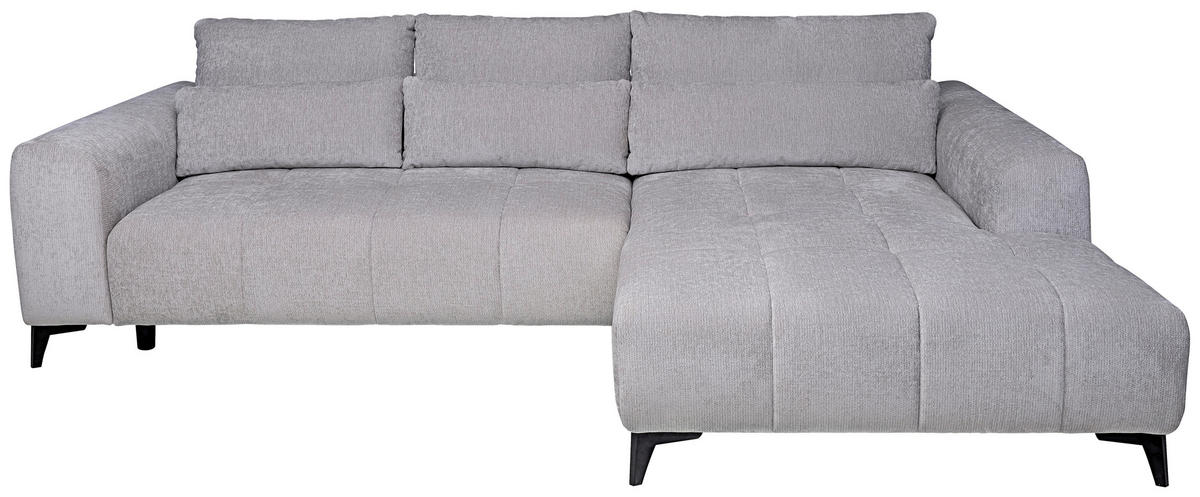 HÖRNSOFFA i chenille ljusgrå  - ljusgrå/svart, Klassisk, textil/plast (279/222cm) - MID.YOU