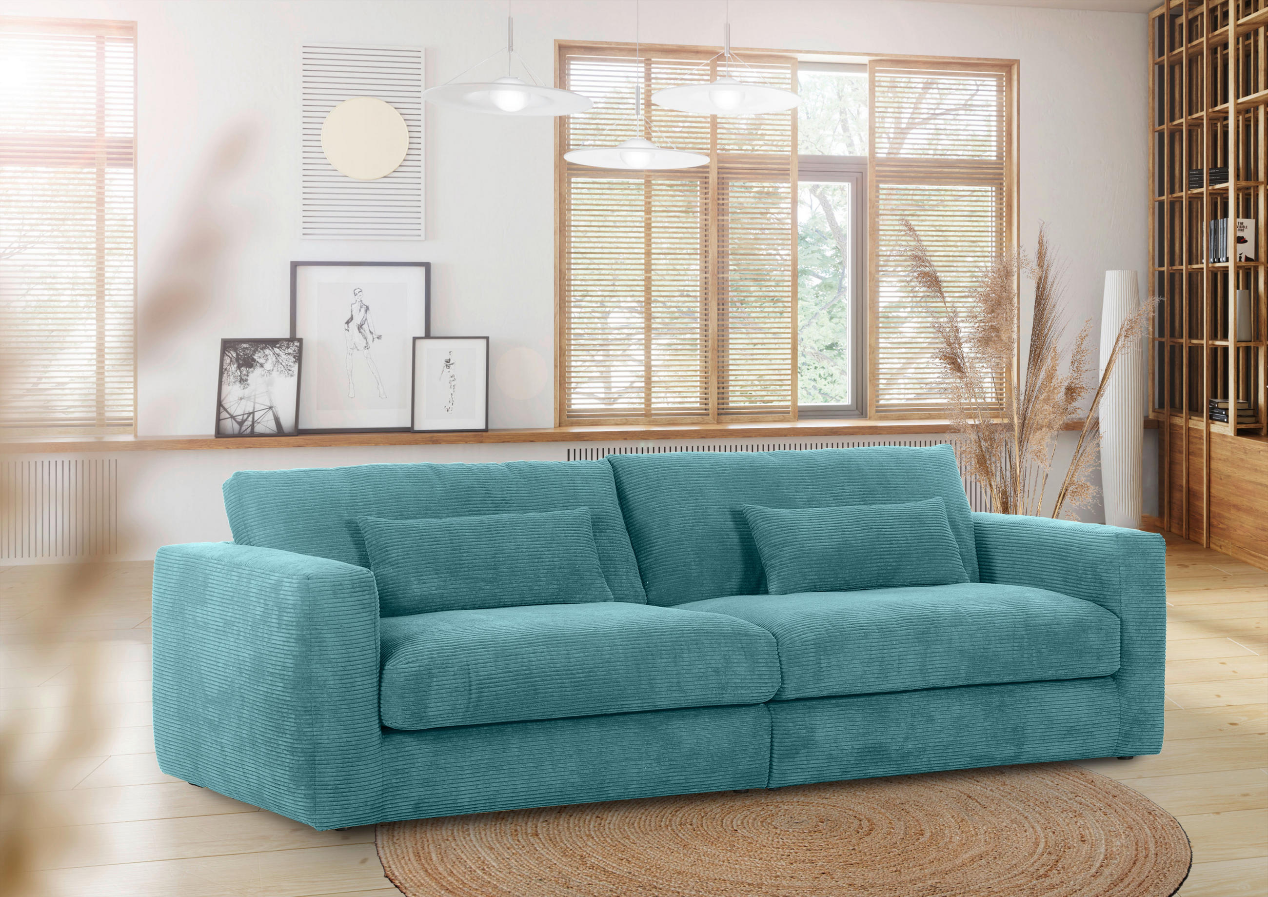 NAGY KANAPÉ textil olajkék  - olajkék/fekete, Konventionell, műanyag/textil (260/66/115cm) - MID.YOU