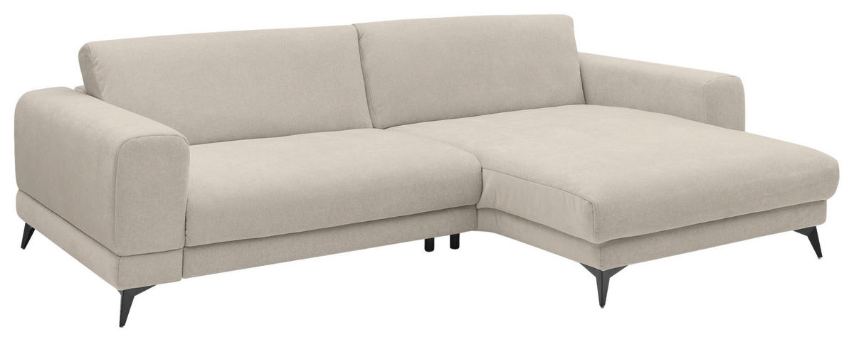 ECKSOFA Naturfarben Chenille  - Schwarz/Naturfarben, KONVENTIONELL, Textil/Metall (292/194cm) - SetOne by Musterring