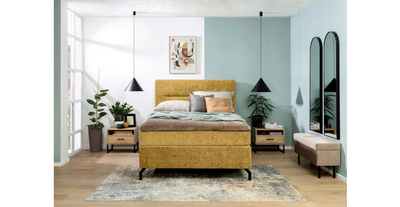 BOXSPRINGBETT 140/200 cm in Currygelb - Currygelb/Schwarz, Design, Textil/Metall (140/200cm) - Esposa