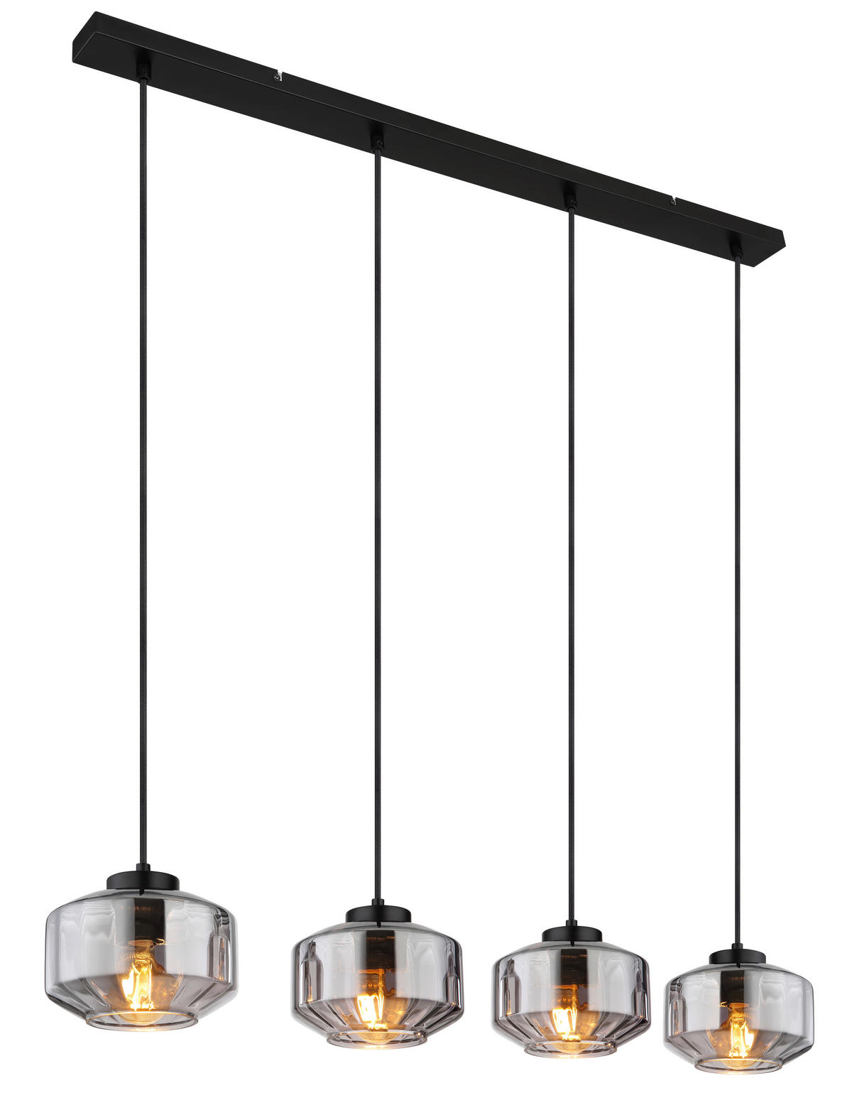 HÄNGELEUCHTE 96/18/120 cm    - Schwarz, Design, Glas/Metall (96/18/120cm) - Globo
