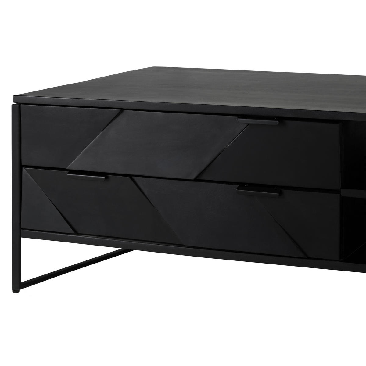 COUCHTISCH Akazie Hartholz 118/70/45 cm rechteckig Schwarz  - Schwarz/Akaziefarben, Trend, Holz/Metall (118/70/45cm) - Ambia Home