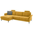 ECKSOFA  in Chenille, Flachgewebe Currygelb  175/316 cm  - Currygelb/Schwarz, Design, Textil/Metall (175/316cm) - Dieter Knoll