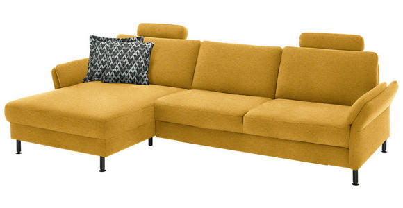 ECKSOFA  in Chenille, Flachgewebe Currygelb  175/316 cm  - Currygelb/Schwarz, Design, Textil/Metall (175/316cm) - Dieter Knoll