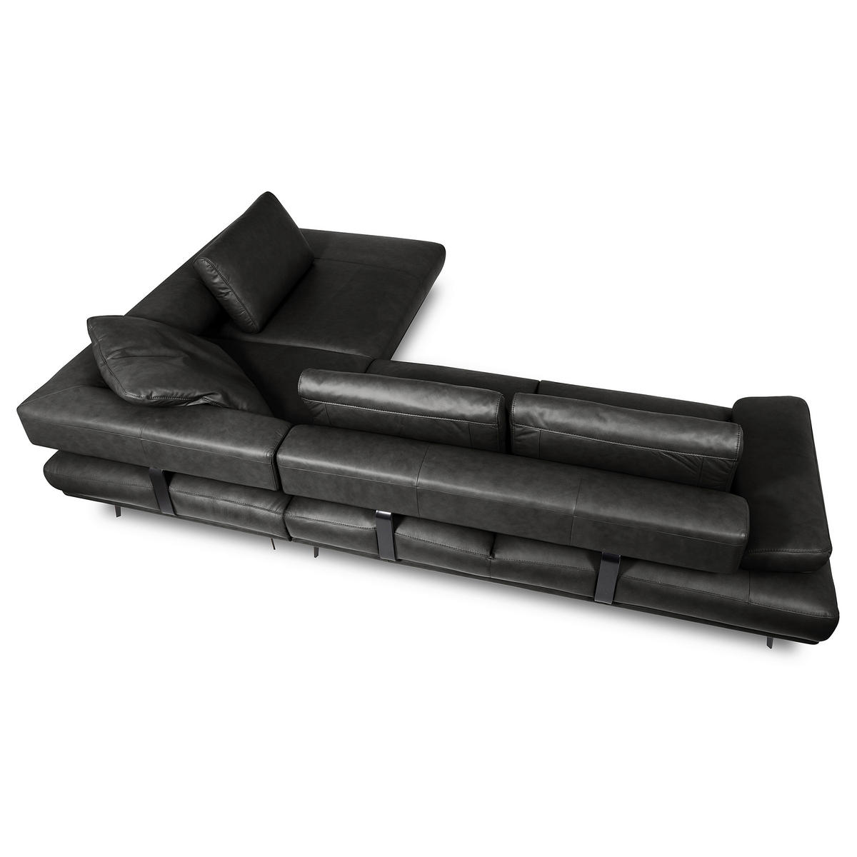ECKSOFA  in Echtleder Schwarz  306/237 cm  - Schwarz/Grau, Design, Leder/Metall (306/237cm) - Livetastic