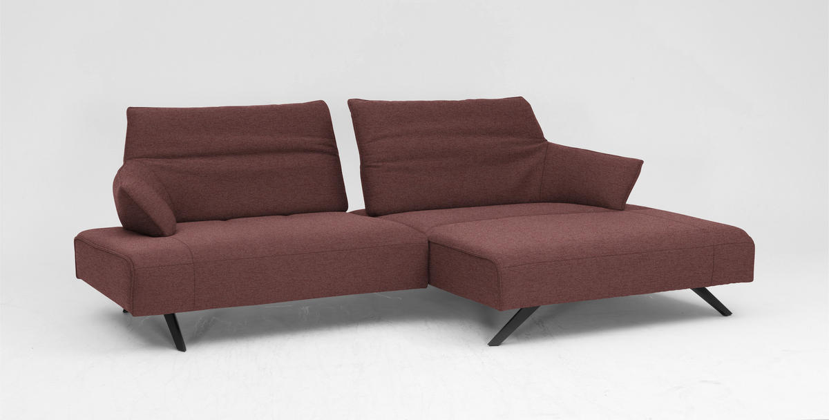 ECKSOFA in Struktur Rosa  - Anthrazit/Rosa, Design, Textil/Metall (276/165cm) - Himolla