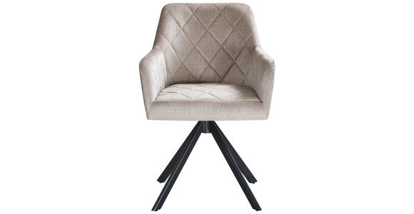 ARMLEHNSTUHL in Eisen Samt - Beige/Schwarz, Design, Textil/Metall (60/87/58cm) - Carryhome