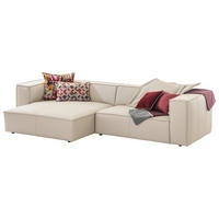 ECKSOFA Echtleder Beige  - Beige/Schwarz, Modern, Leder/Kunststoff (164/300cm) - W.Schillig