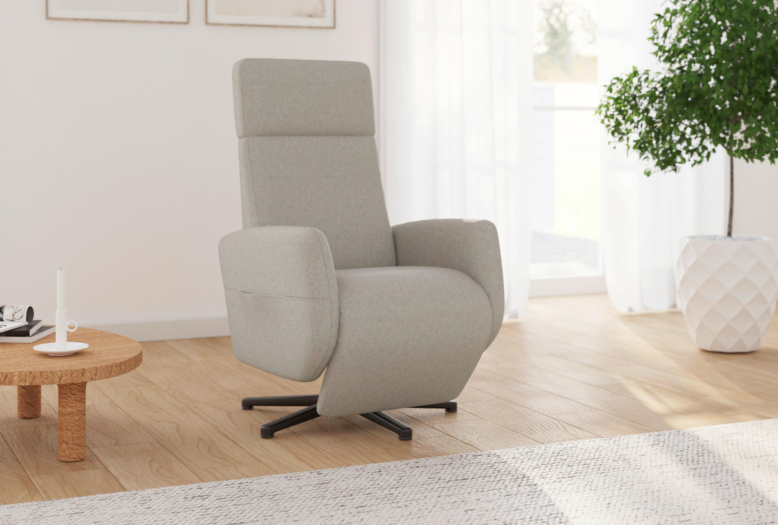 RELAXSESSEL in Textil Taupe  - Taupe/Schwarz, KONVENTIONELL, Textil/Metall (71/110/82cm) - Sit & More