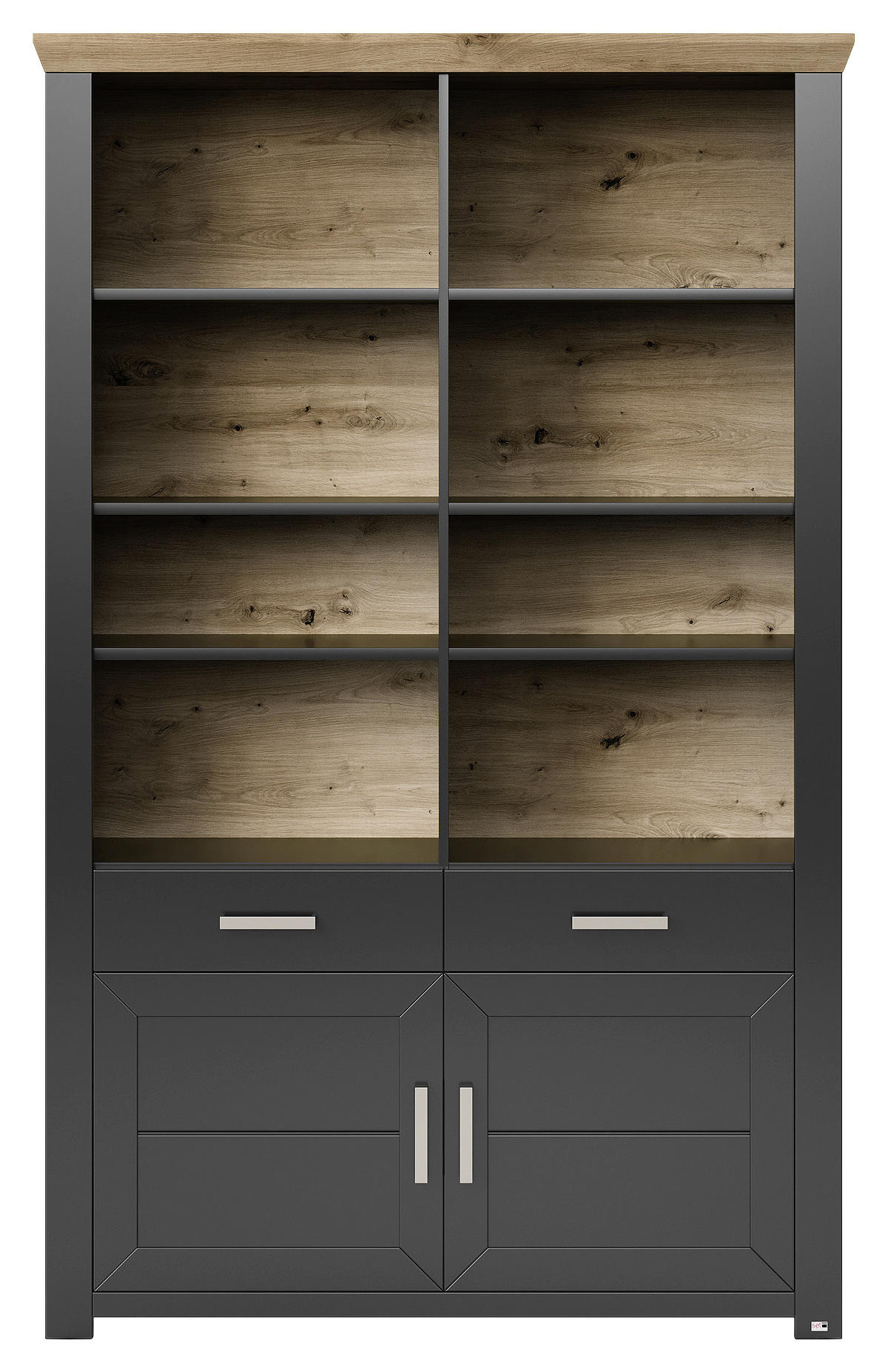 REGALKOMBINATION - Graphitfarben/Eiche Artisan, Design, Holzwerkstoff/Metall (129,3/206,6/42,2cm) - SetOne by Musterring