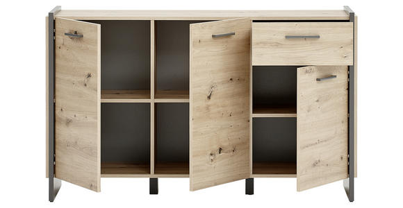 SIDEBOARD Grau, Eichefarben  - Eichefarben/Grau, Trend, Holzwerkstoff/Kunststoff (141,8/86,01/41,3cm) - Hom`in