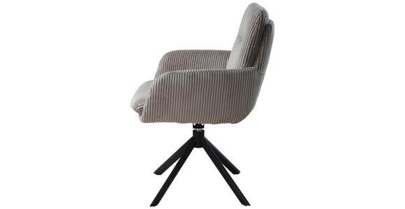 ARMLEHNSTUHL in Eisen Cord - Taupe/Schwarz, Design, Textil/Metall (63,5/88,5/66,5cm) - Novel