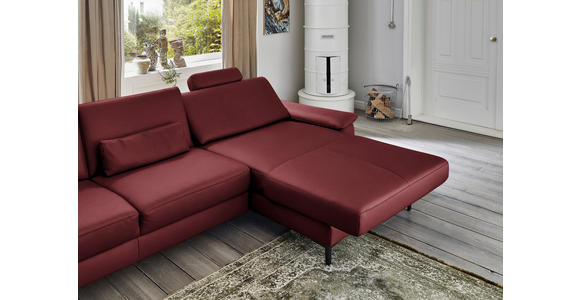 ECKSOFA in Echtleder Rot  - Rot/Schwarz, Design, Leder/Metall (334/176cm) - Dieter Knoll