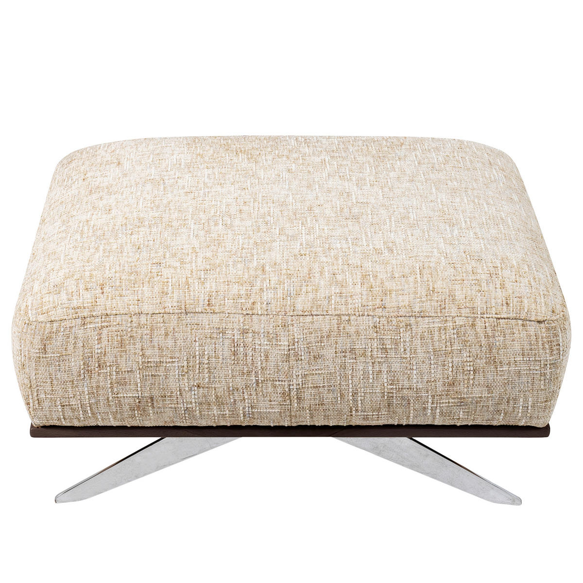 HOCKER in Textil Beige  - Chromfarben/Dunkelbraun, Design, Holz/Textil (95/46/80cm) - Livetastic