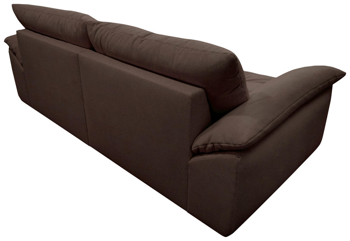 BIGSOFA Webstoff Dunkelbraun  - Dunkelbraun/Schwarz, KONVENTIONELL, Kunststoff/Textil (243/90,5/130cm) - Ambia Home