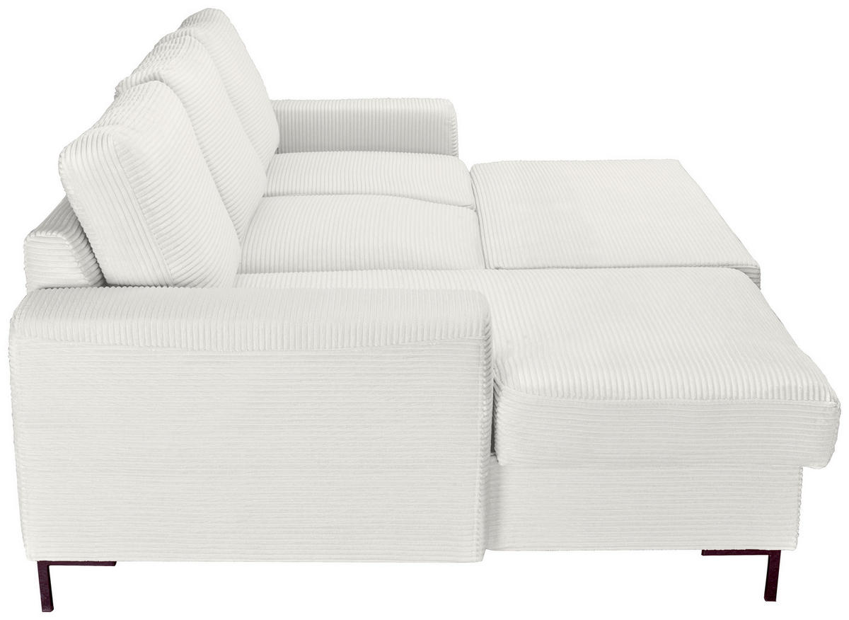 ECKSOFA Creme Cord  - Creme/Schwarz, KONVENTIONELL, Textil/Metall (150/240cm) - Carryhome