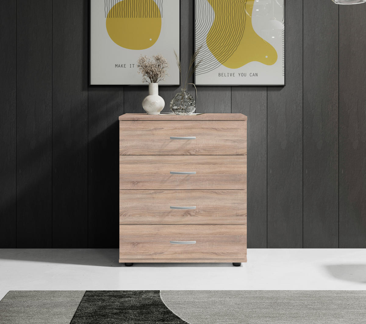 KOMODA   60/70/30 cm   hrast Sonoma  - srebrne boje/hrast Sonoma, Design, drvni materijal/plastika (60/70/30cm) - Boxxx