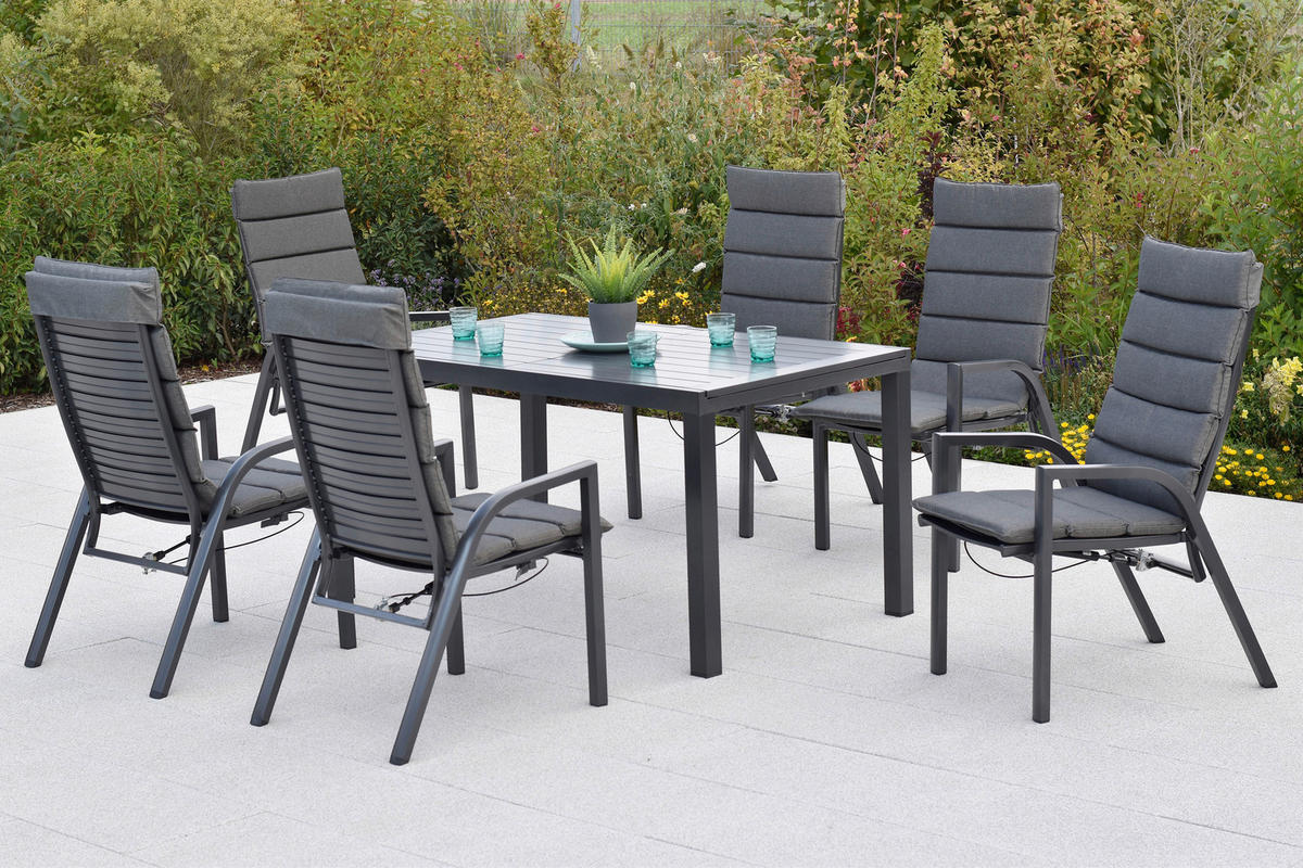 GARTENTISCHGRUPPE Aluminium  - Graphitfarben, KONVENTIONELL, Textil/Metall - Gardenson