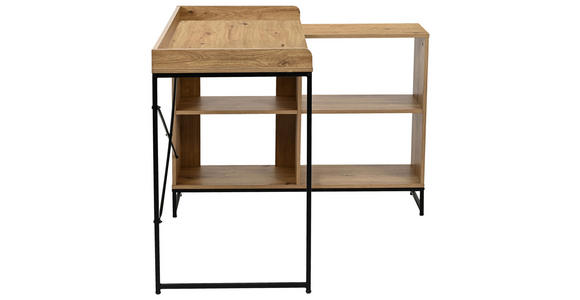 ECKSCHREIBTISCH 110/98/75-81 cm Schwarz, Eiche Artisan Stauraum  - Schwarz/Eiche Artisan, Design, Holzwerkstoff/Metall (110/98/75-81cm) - Carryhome