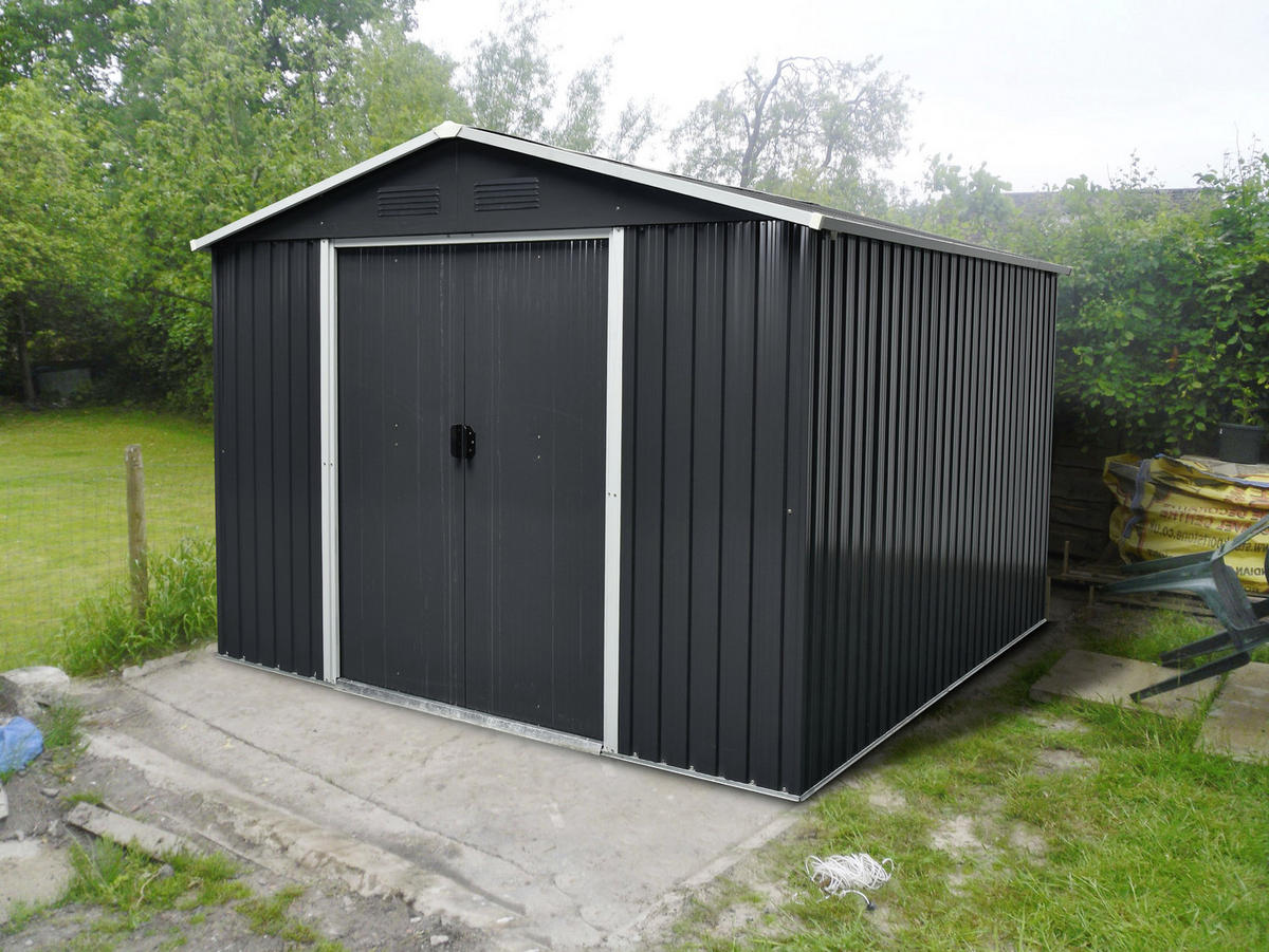 GERÄTEHAUS 301/214/238 cm  - Anthrazit/Weiß, Basics, Metall (301/214/238cm)