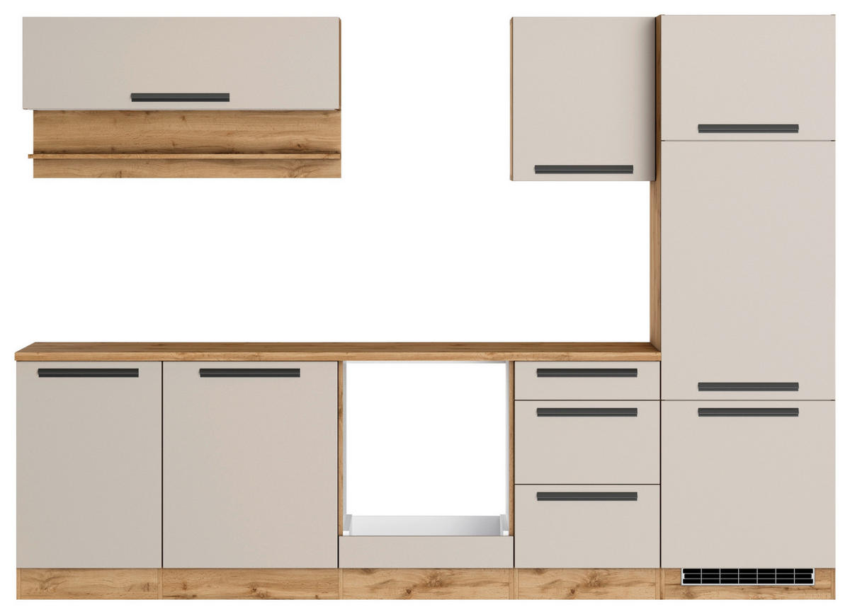 KÜCHENLEERBLOCK Aveiro 280 cm  in Kaschmir, Eiche Wotan  - Kaschmir/Eiche Wotan, Trend, Holzwerkstoff/Metall (280cm) - Held
