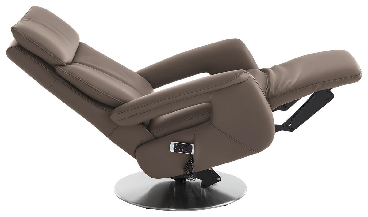RELAXSESSEL in Leder Fango  - Edelstahlfarben/Fango, Design, Leder/Metall (78/112/85cm) - Cantus