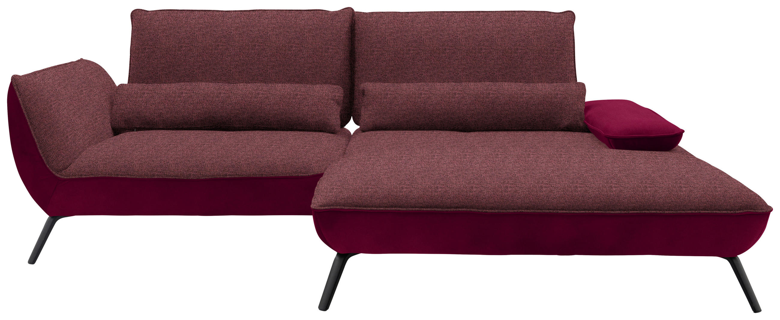 ECKSOFA in Flachgewebe Rot  - Rot/Schwarz, Design, Textil/Metall (273/191cm) - Moderano