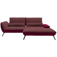 ECKSOFA in Flachgewebe Rot  - Rot/Schwarz, Design, Textil/Metall (273/191cm) - Moderano