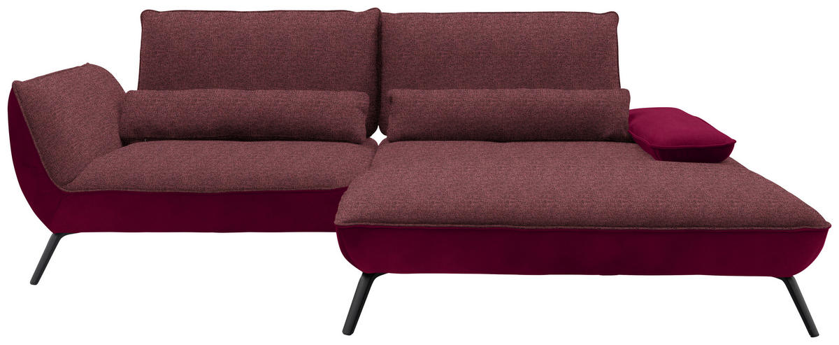 ECKSOFA in Flachgewebe Rot  - Rot/Schwarz, Design, Textil/Metall (273/191cm) - Moderano