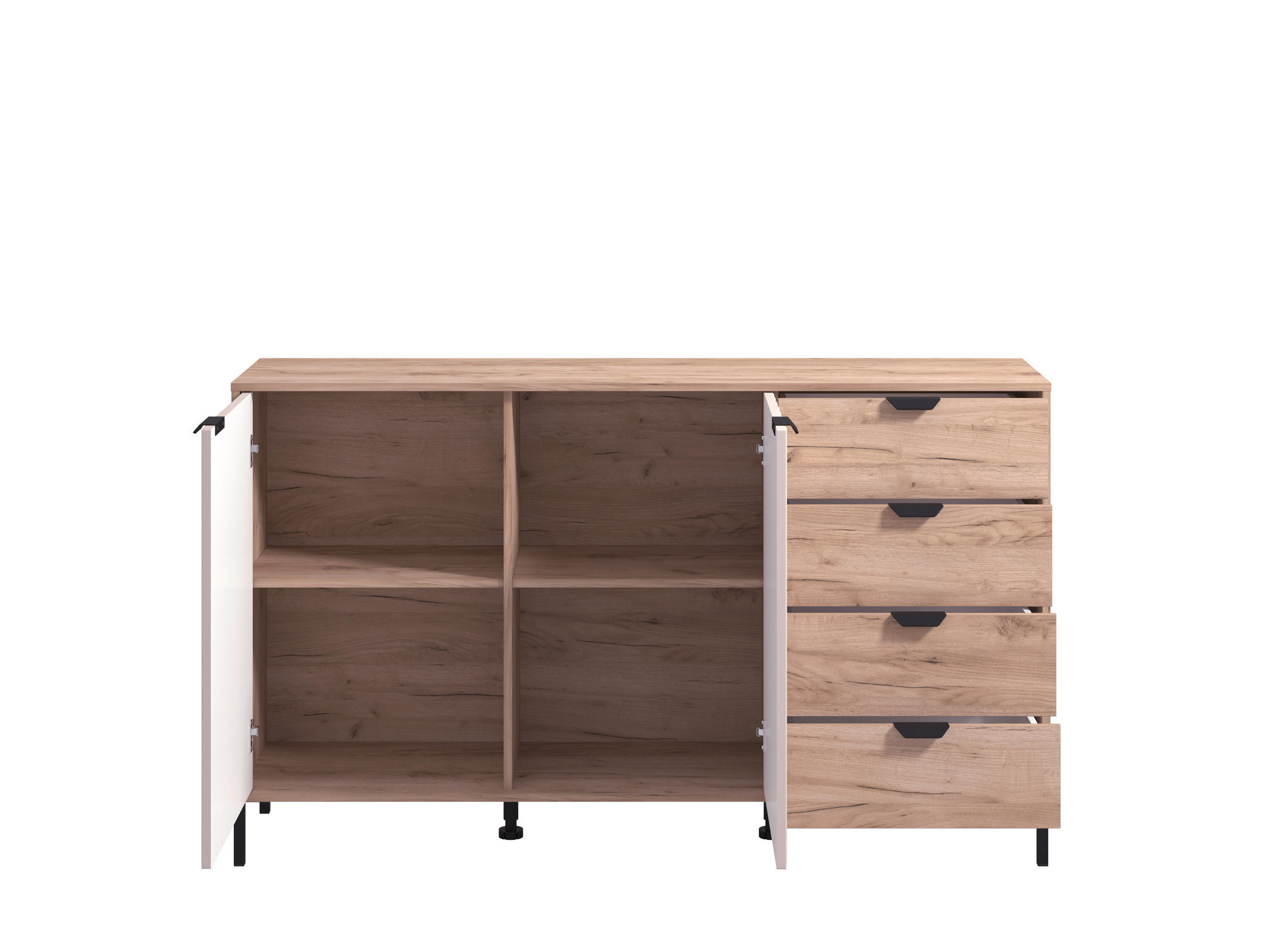 KOMÓD 157/93/40 cm  - szürke tölgy/kasmír, Basics, faalapú anyag (157/93/40cm) - Hom`in
