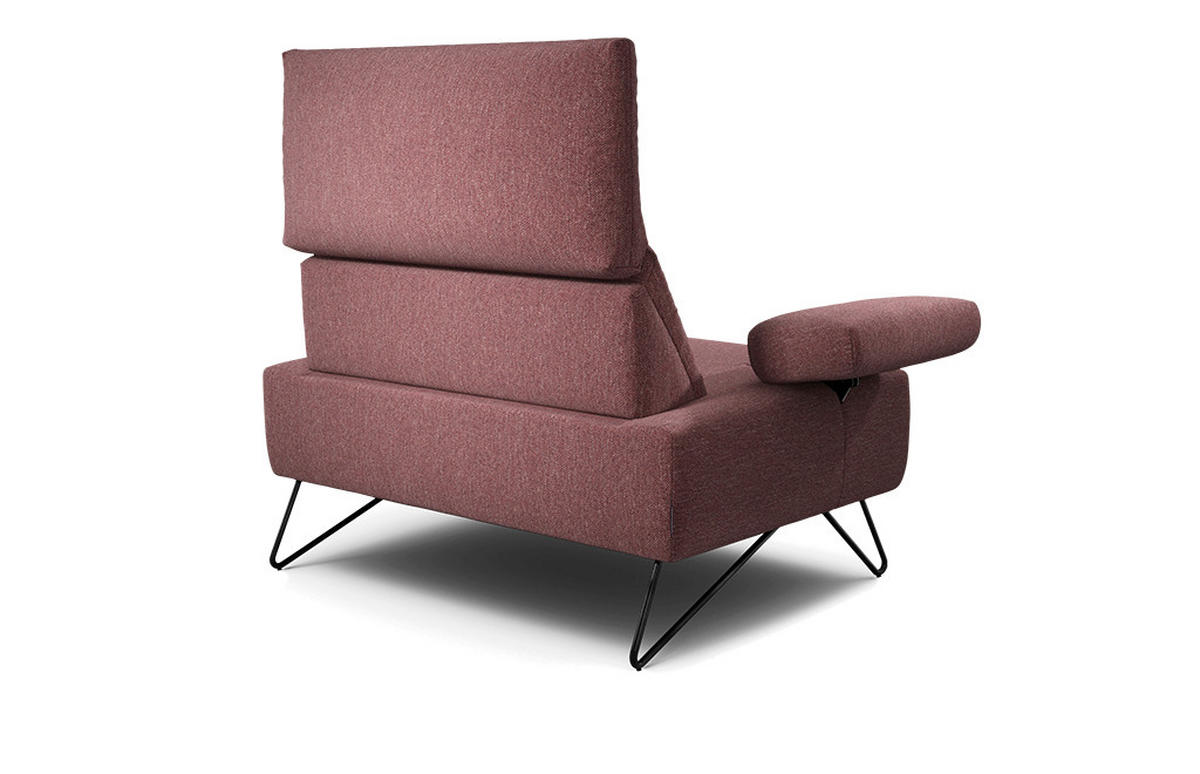 SESSEL in Chenille Rot  - Rot/Schwarz, Design, Textil/Metall (114-142/85/86-94cm) - SENSOO