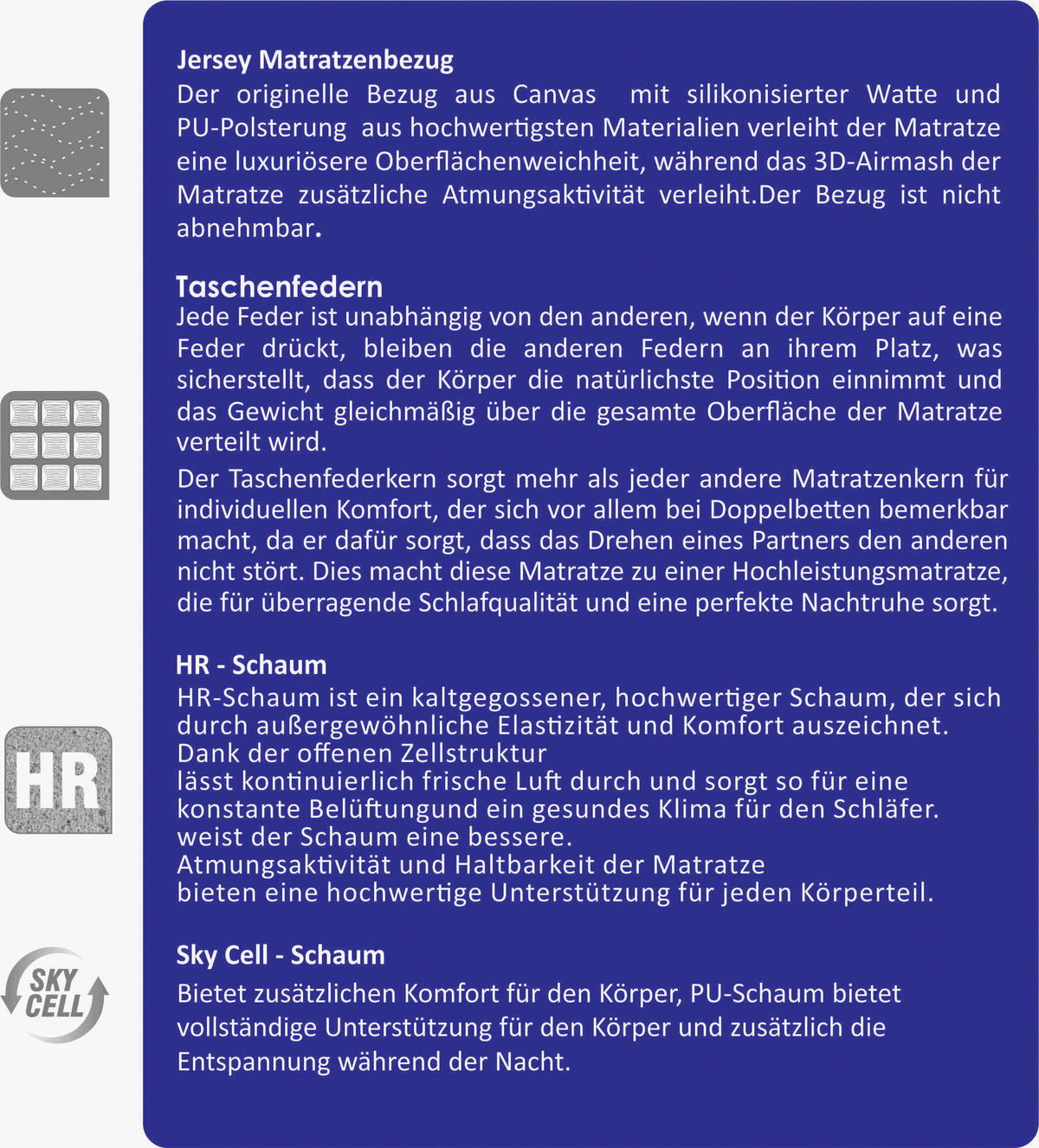 TASCHENFEDERKERNMATRATZE 120/200 cm, Höhe ca.: 24 cm, H2 + H3 = mittel + fest,  - Weiß, Basics, Textil (120/200cm) - Boxxx