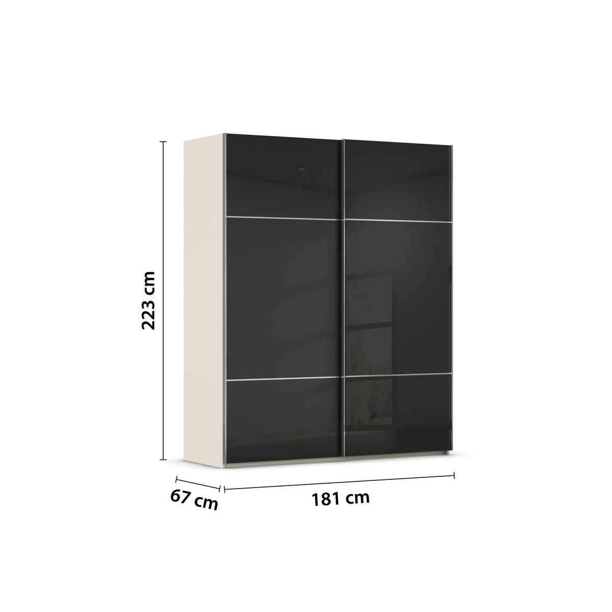 SCHWEBETÜRENSCHRANK in Schwarz, Champagner  - Chromfarben/Champagner, Konventionell, Glas/Holzwerkstoff (181/223/67cm) - Novel