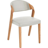 STUHL Echtleder Weiß, Eichefarben Altholz, Eiche massiv  - Eichefarben/Weiß, Natur, Leder/Holz (53/82/57cm) - Voglauer