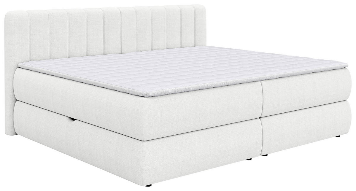 BOXSPRINGBETT 200/200 cm,  in Beige, gepolstertes Kopfteil, Bettkasten, Topper, Matratzen, H3 + H3 = fest  - Beige/Schwarz, Design, Kunststoff/Textil (200/200cm) - Chameo