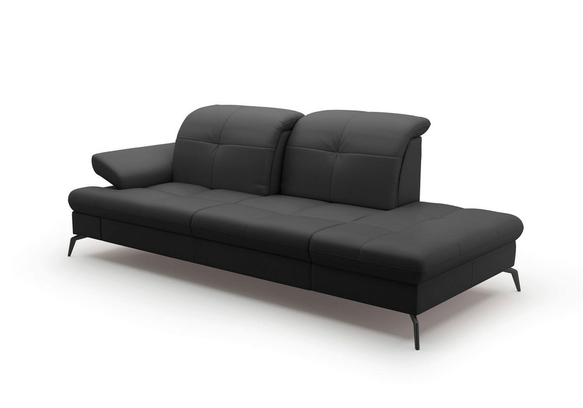 RÉCAMIERE in Echtleder Schwarz  - Schwarz, Konventionell, Leder/Metall (231/90/122cm) - Sit & More