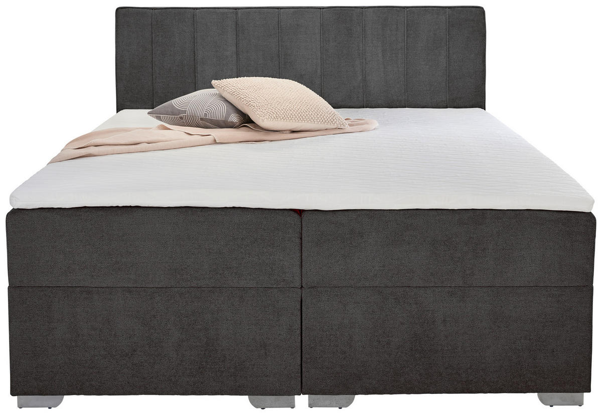 BOXBETT 200/200 cm  in Graphitfarben  - Chromfarben/Graphitfarben, Trend, Kunststoff/Textil (200/200cm) - Boxxx