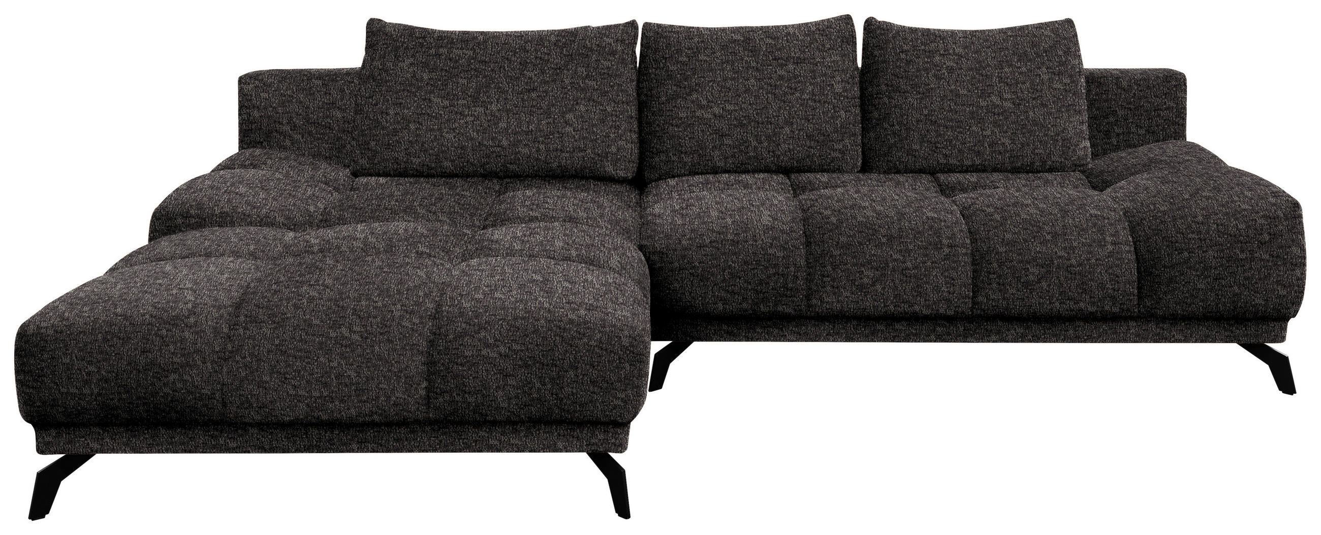 ECKSOFA in Chenille Anthrazit  - Anthrazit/Schwarz, Modern, Textil/Metall (182/290cm) - Hom`in
