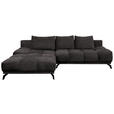 ECKSOFA in Chenille Anthrazit  - Anthrazit/Schwarz, MODERN, Textil/Metall (182/290cm) - Hom`in