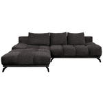 ECKSOFA in Chenille Anthrazit  - Anthrazit/Schwarz, MODERN, Textil/Metall (182/290cm) - Hom`in