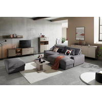 ECKSOFA Cord Dunkelgrau  - Dunkelgrau/Schwarz, Modern, Kunststoff/Textil (300/180cm) - Carryhome