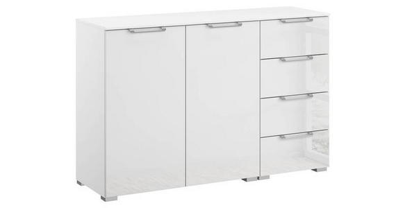 SIDEBOARD 120/81/42 cm in Klar, Weiß - Klar/Silberfarben, Design, Glas/Holzwerkstoff (120/81/42cm) - Novel