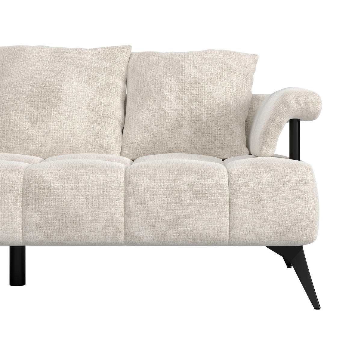 ECKSOFA in Flachgewebe Beige  - Beige/Schwarz, Modern, Kunststoff/Textil (200/297cm) - Livetastic