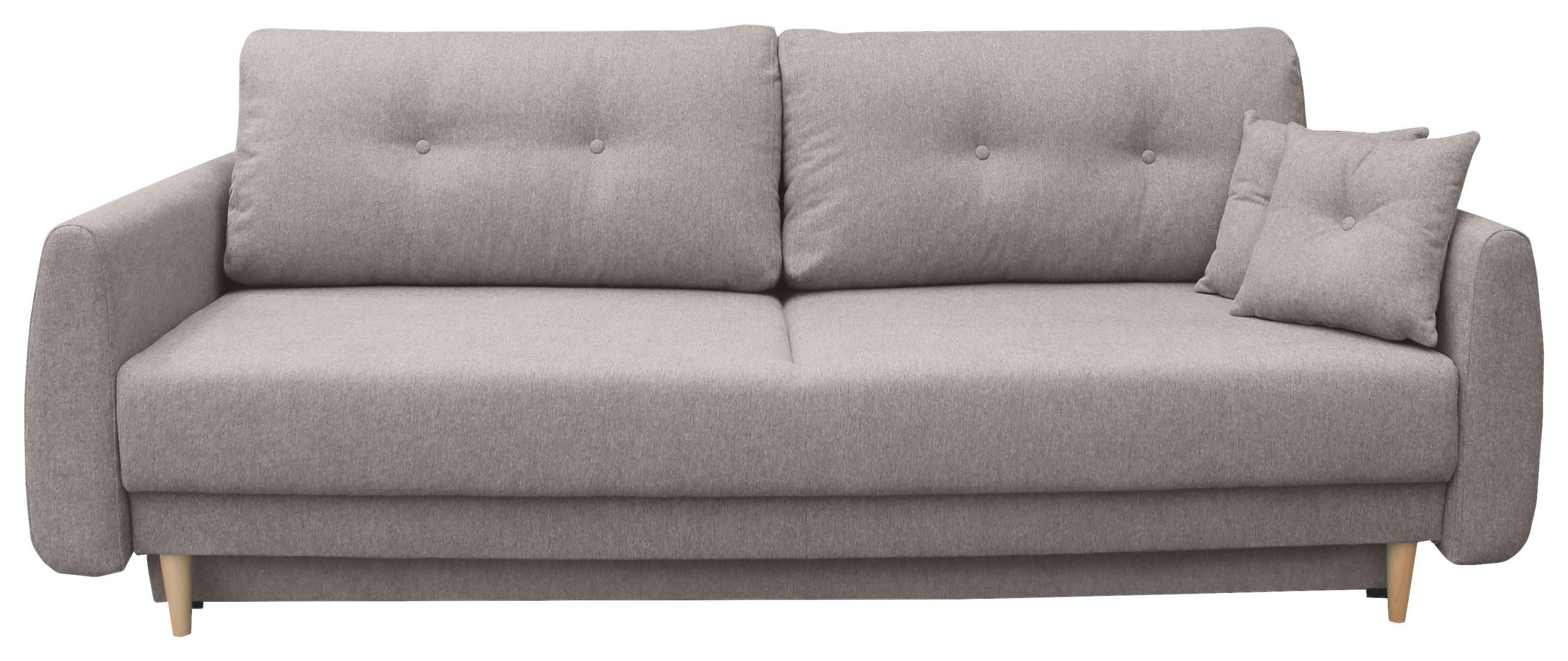 SCHLAFSOFA Webstoff Greige  - Greige/Buchefarben, KONVENTIONELL, Holz/Textil (220/90/95cm) - Carryhome