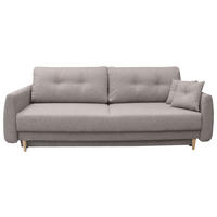 SCHLAFSOFA  mit Liegefunktion, Schlafen auf Sitzhöhe, Rücken echt Webstoff Greige  - Greige/Buchefarben, KONVENTIONELL, Holz/Textil (220/90/95cm) - Carryhome