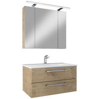 BADEZIMMER 4-teilig  in 82,2 cm  - Chromfarben/Wildeiche, Basics, Glas/Keramik (82,2cm)